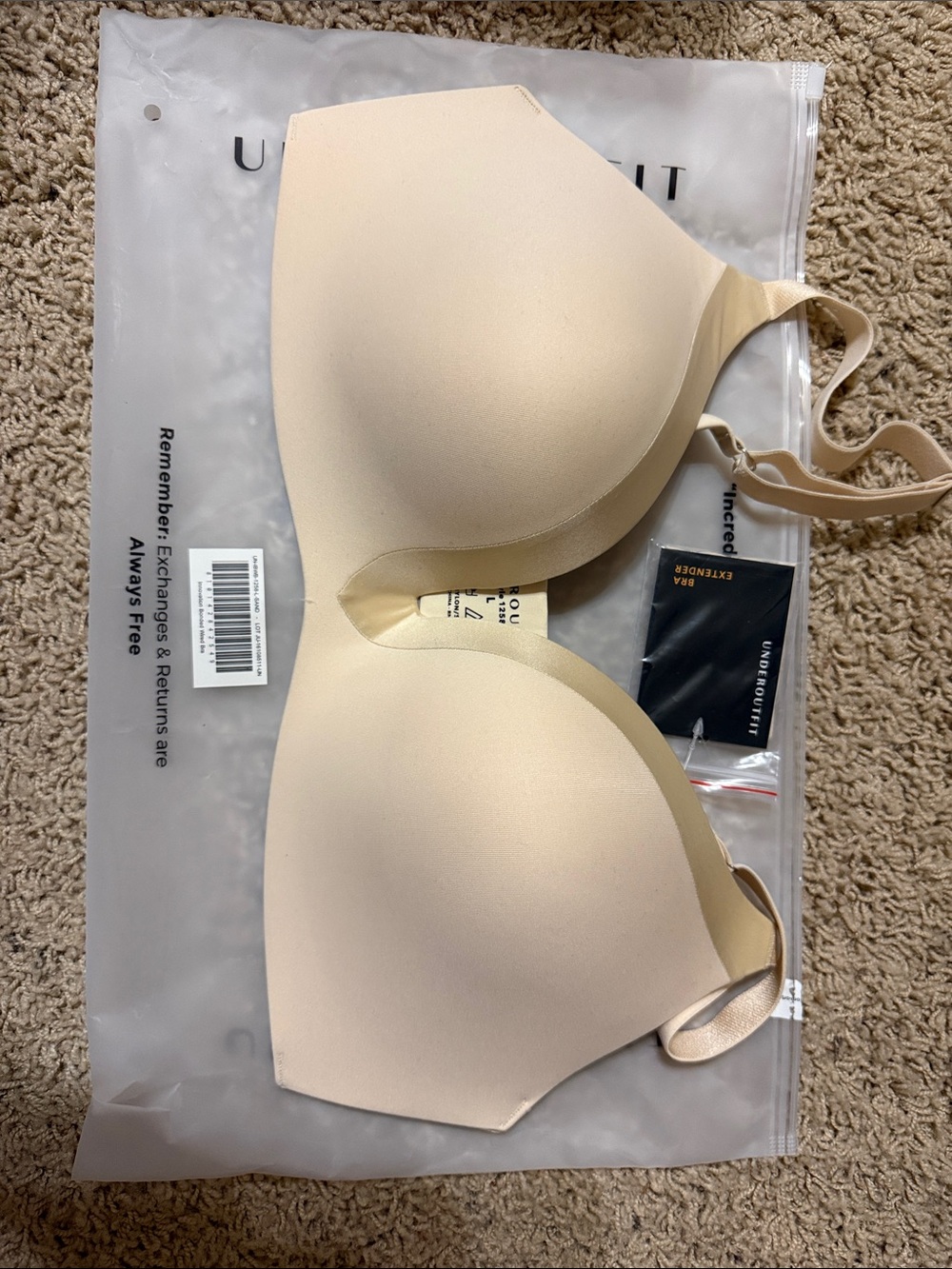 UnderOutfit New Large Everyday Smooth Nude T-Shirt Bra - Light Beige